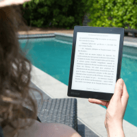 Person reading an eBook.